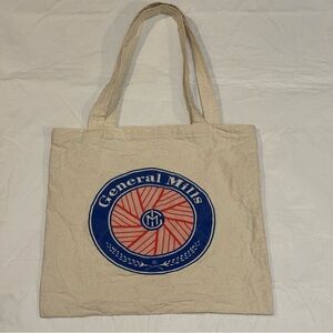 General Mills Small Cotton Tote Old Logo Red Blue 13x14 in Reusable Shopping Bag